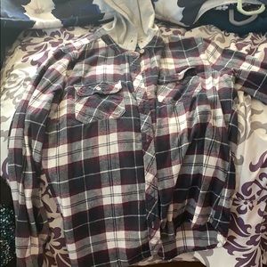 Cotton plaid shirt with hoodie